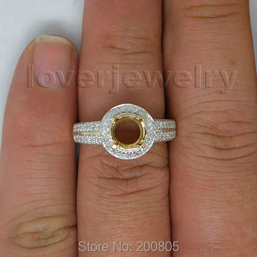 0.54ct бриллианты винтажные обручальные кольца Semi Mount установка In14kt Желтое золото круглые 6,5 мм