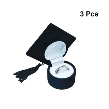 

3pcs Ring Box Creative Doctor Hat Shaped Jewelry Box Ring Organizer Storage Case Holder for Christmas Party Graduation Ceremony