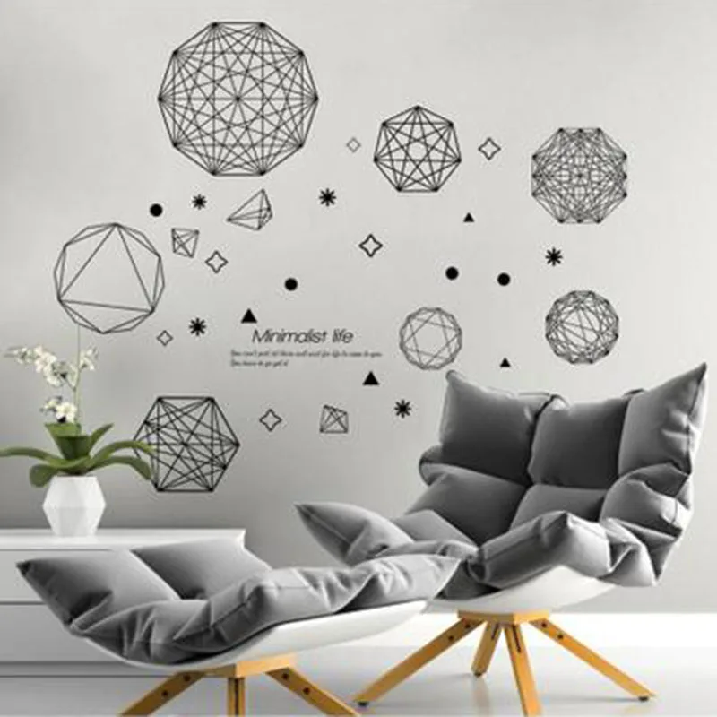 

Geometry Polygonal Geometry style Removable Wall Art Sticker PVC DIY Decal Home Mural Decor office room wall decorative stickers