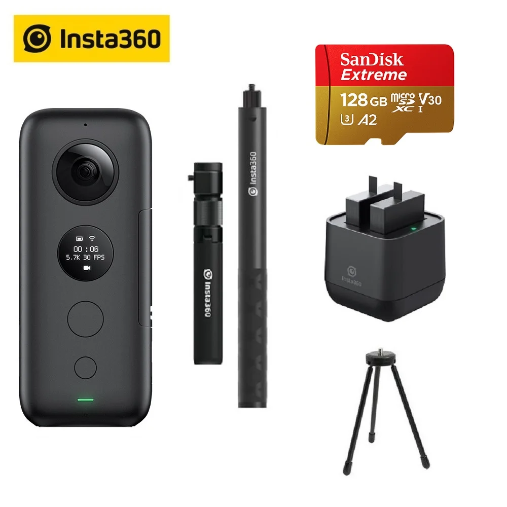 Insta360 ONE X Экшн-камера VR 360 панорамная камера для IPhone и Android 5,7 K видео с батареей 128G невидимая селфи-палка