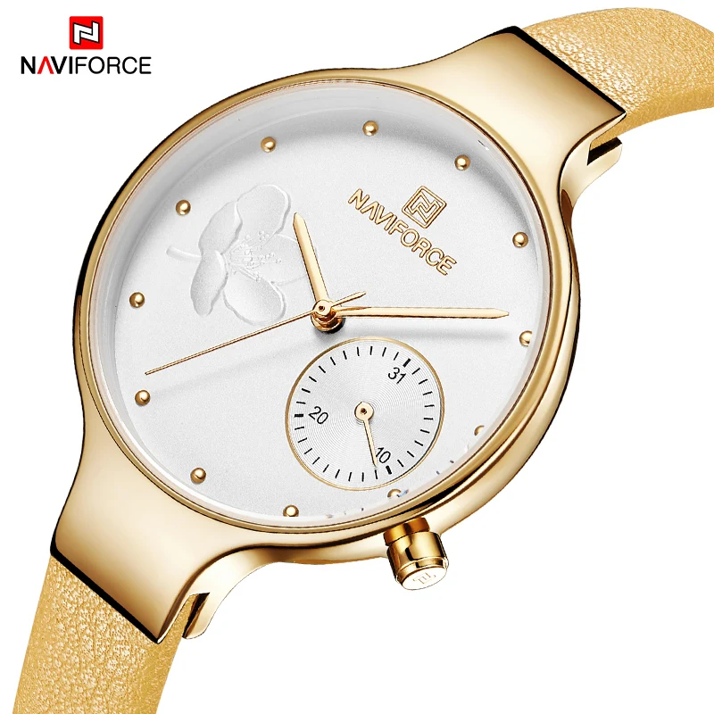 

NAVIFORCE Women Fashion Quartz Watch Lady Leather Watchband High Quality Casual Waterproof Wristwatch Gift for Wife reloj mujer