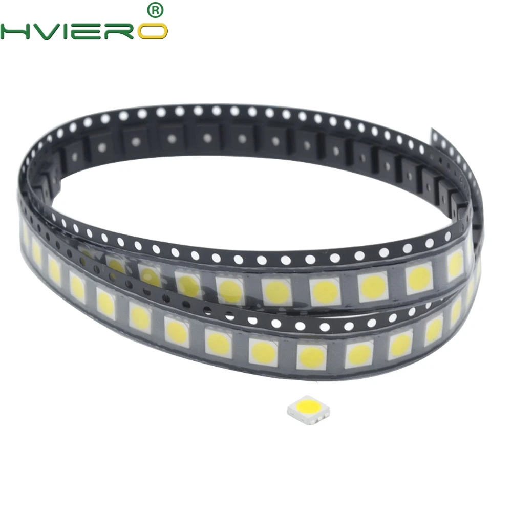 100шт 5050 Белый Красный Синий Розовый Smd Smt 3-chip Led Plcc-6 Супер яркий свет лампы Светодиоды 10-12lm 6000-6500k - изображение