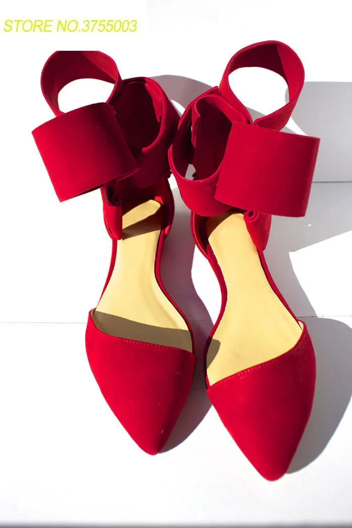 

2018 Spring Sweet Ribbon Embellished Ankle Strap Flat Shoes Autumn Wedding Party Dress Shoes Women Pointed Toe Flats Wholesale