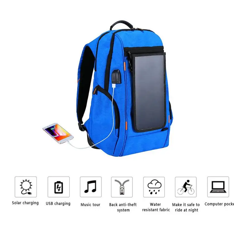 

Solar Backpack with 7W Detachable Solar Charging Board Waterproof Solar Charging Travel Backpack Camping Mountaineering bag
