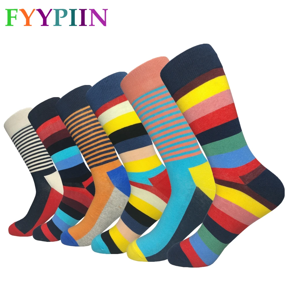 

happy Socks 2019 Men's Socks Casual New Standard Lengthened Version Fashion Stripes Male Fun Clothes Cotton Socks Men