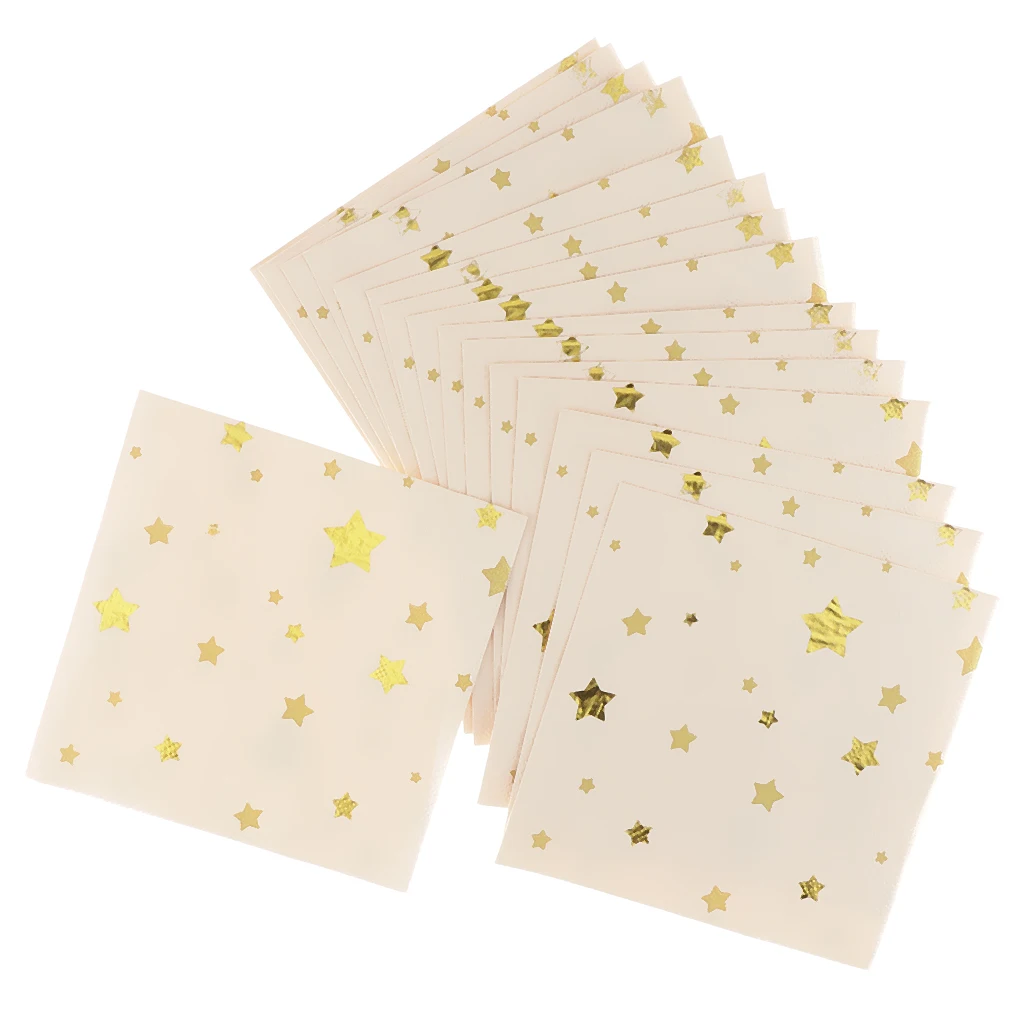 

20pcs Gilding Gold Star Paper Napkins Disposable Cocktail Decor Bare Pink Party & Holiday DIY Decorations