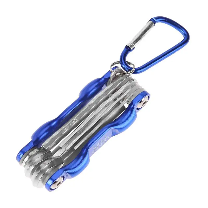 

Portable Folding Key Hex Wrench Set Metal Metric Inner Hexagon Spanner Allen Wrench Set with Carabiner Anahtar Takimlar 6Pcs/Lot