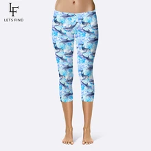 Новое поступление; Летнее мультфильм дельфины принт Для женщин леггинсы до середины икры высококачественное Молоко шелк размер плюс Фитнес Леггинсы Капри
