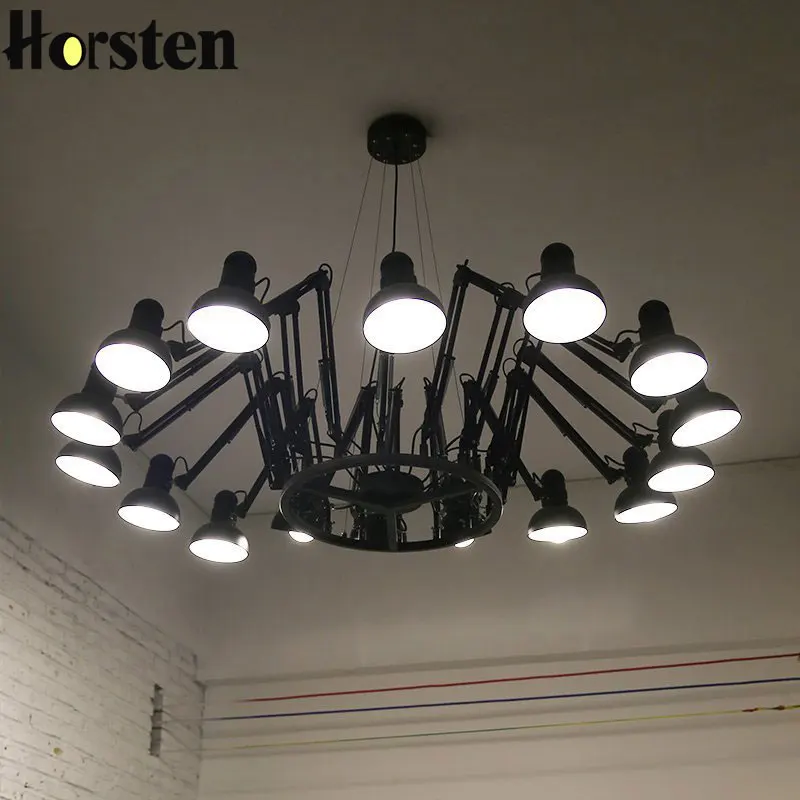 

American Retro Industrial Wind Retractable Iron Spider Chandelier Creative Office Clothing Shop Bar Restaurant Light AC110-240V