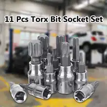 Набор торцевых головок Torx T10-T60 защита от вскрытия с отверстием 1/" 3/8" отвертка для водителя на рельсе ручной инструмент для ремонта автомобиля