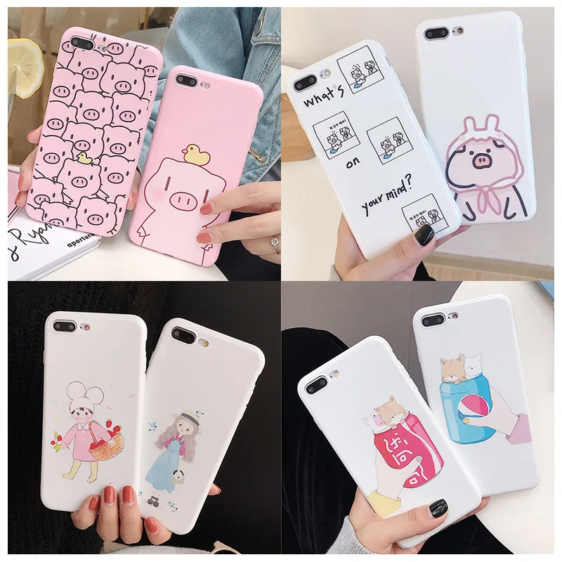 

Ins Cute Heart Couple Phone Case For iphone 6 Case For iphone XS X 6S 7 7 Plus 6 Plus 8 8 Plus X TPU Soft Plastic Cover Capa