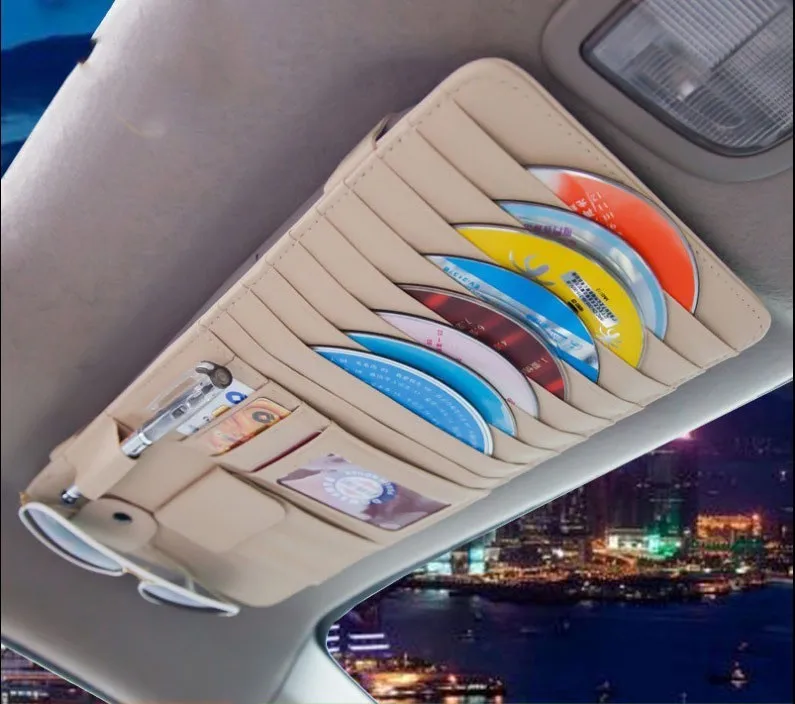 Lism PU Leather Car CD Sleeve Holder Auto Sun Visor DVD Disk Card Case