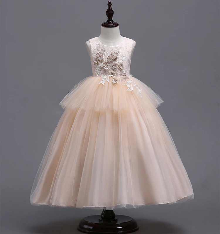 

3180 Layers Tutu Embroidery Princess Baby Girls Dress Summer Wedding Party Kids Dresses For Girls Wholesale baby girl clothes 3P