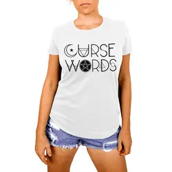 Проклятие слова футболка для женщин Мода Лето короткий рукав хлопок Графический футболки шайба рок готический Hjarajuku футболки для девоче
