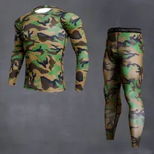 Компрессионный комплект мужские камуфляжные спортивные Леггинсы мужские rashgarda mma с длинными рукавами футболка muscle гимнастическая майка Велоспорт спортивный костюм