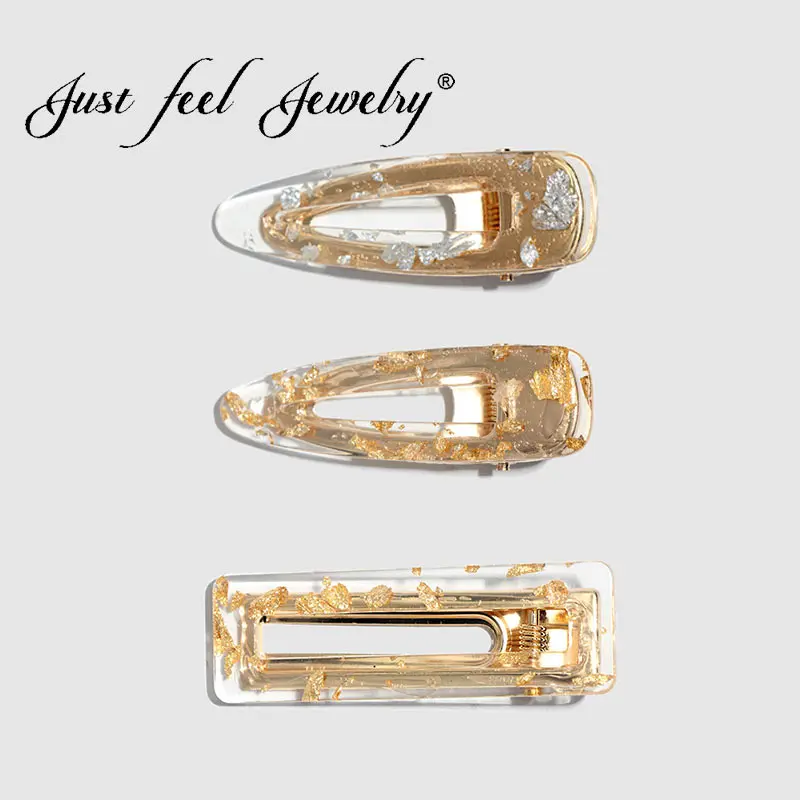 

JUST FEEL 2019 Fashion Bohemian Resin Acrylic Hair Clip Statement Shiny Thin slice Hairpin Hair Accessories Gift Wedding Jewelry
