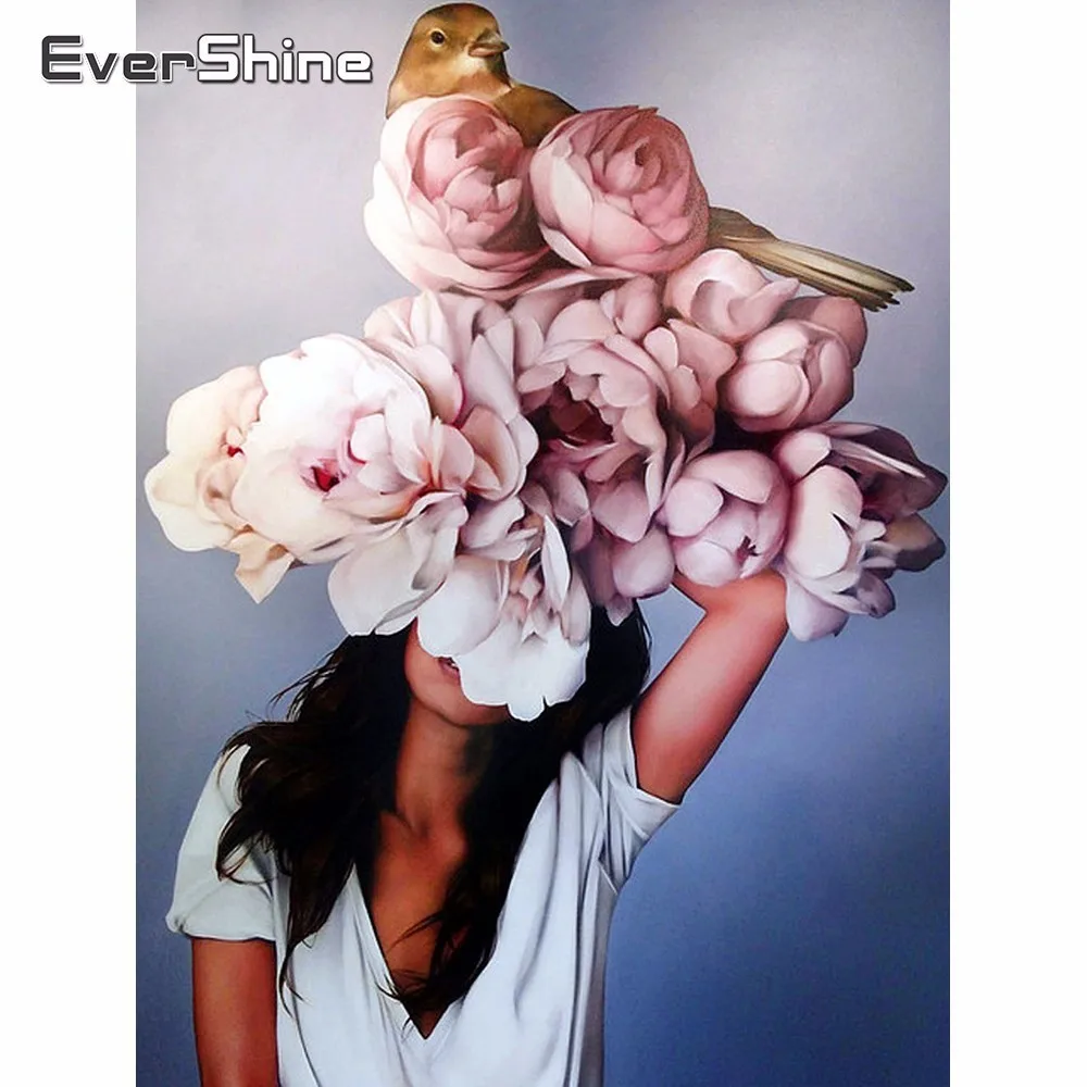 EverShine 5D Diamond Embroidery Full Display Girl DIY Mosaic Sale Flowers Rhinestones Pictures Art Home Decor | Дом и сад