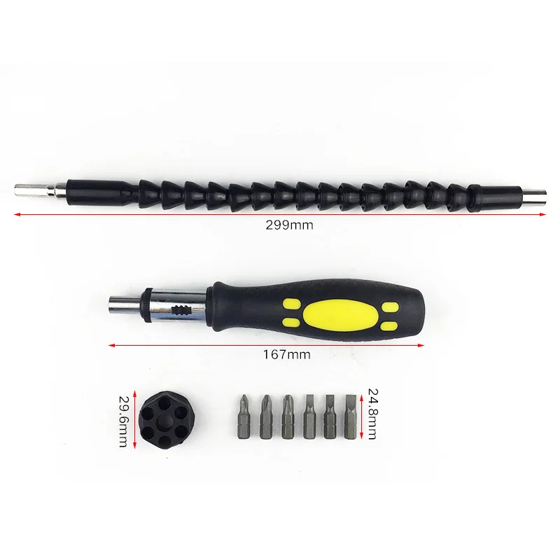 Multifunction Snake Drill Bit Extender Extends reach up to 12 inches
