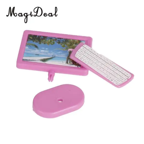 MagiDeal دمية مصغرة ثلاثة قطعة الكمبيوتر مجموعة الوردي ل دمية الاطفال غرفة زخارف مكتب الطفل الأطفال أثاث لعبة MagiDeal دمية مصغرة ثلاثة قطعة الكمبيوتر مجموعة الوردي ل دمية الاطفال غرفة زخارف مكتب الطفل الأطفال أثاث لعبة