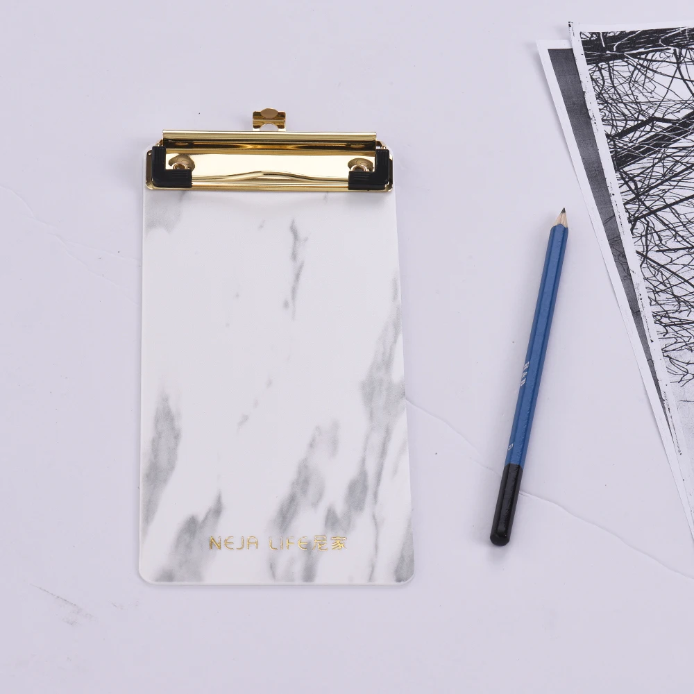 

Plastic Clipboard Marble Pattern File Folder with Metal Clips Vertical Clip Boards Paper Writing Pad for Nurses Kids Bill Size