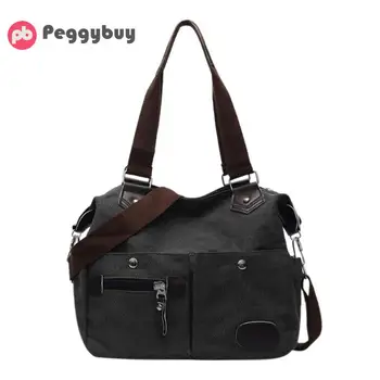 

Vintage Women Shoulder Bags Large Capacity Casual Travel Shoulder Handbags Female Canvas Simple Style Top-Handle Bag Bolsas