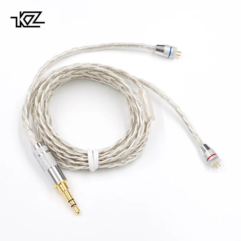 

KZ Braided Silver Cable Headphone Upgrade Wire Plated Wire Earphone Cable 0.75mm Pin Diy Detachable Audio Cord For ZST ZS10 AS10