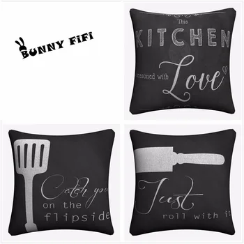 

Kitchen Love Set Decorative Cotton Linen Cushion Cover 45x45cm For Sofa Chair Soft Pillowcase Home Decor Pillow Case