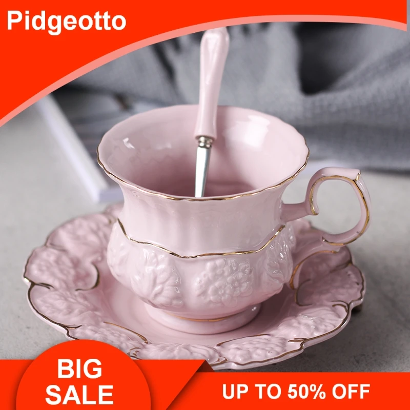 

Creative European Porcelain Coffee Cups Set Bone China Coffee Cup and Saucer Set Chinese Wedding Tea Set Decoration Accessories