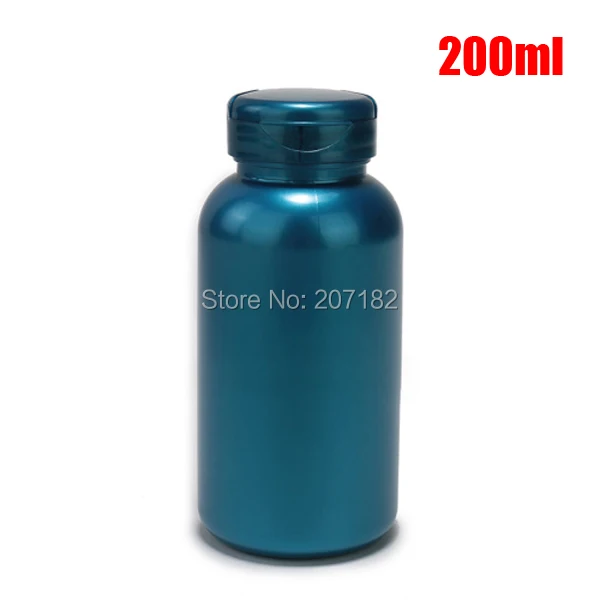 100 шт 200 мл жемчужные синие ПЭТ пустые бутылки, баночки для капсул, контейнеры для пудры, пустые упаковочные хранения с откидные крышки