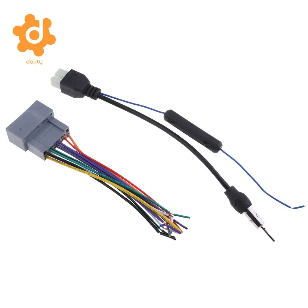 Dolity Audio Car Stereo Wiring Harness Radio Antenna For