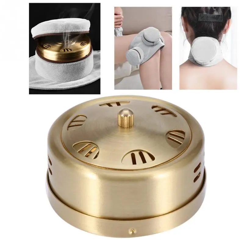 Portable Pure Copper Moxa Stick Burner Portable Moxa Box 6 Hole Moxibustion Heat Treatment Holder Massage Relaxation
