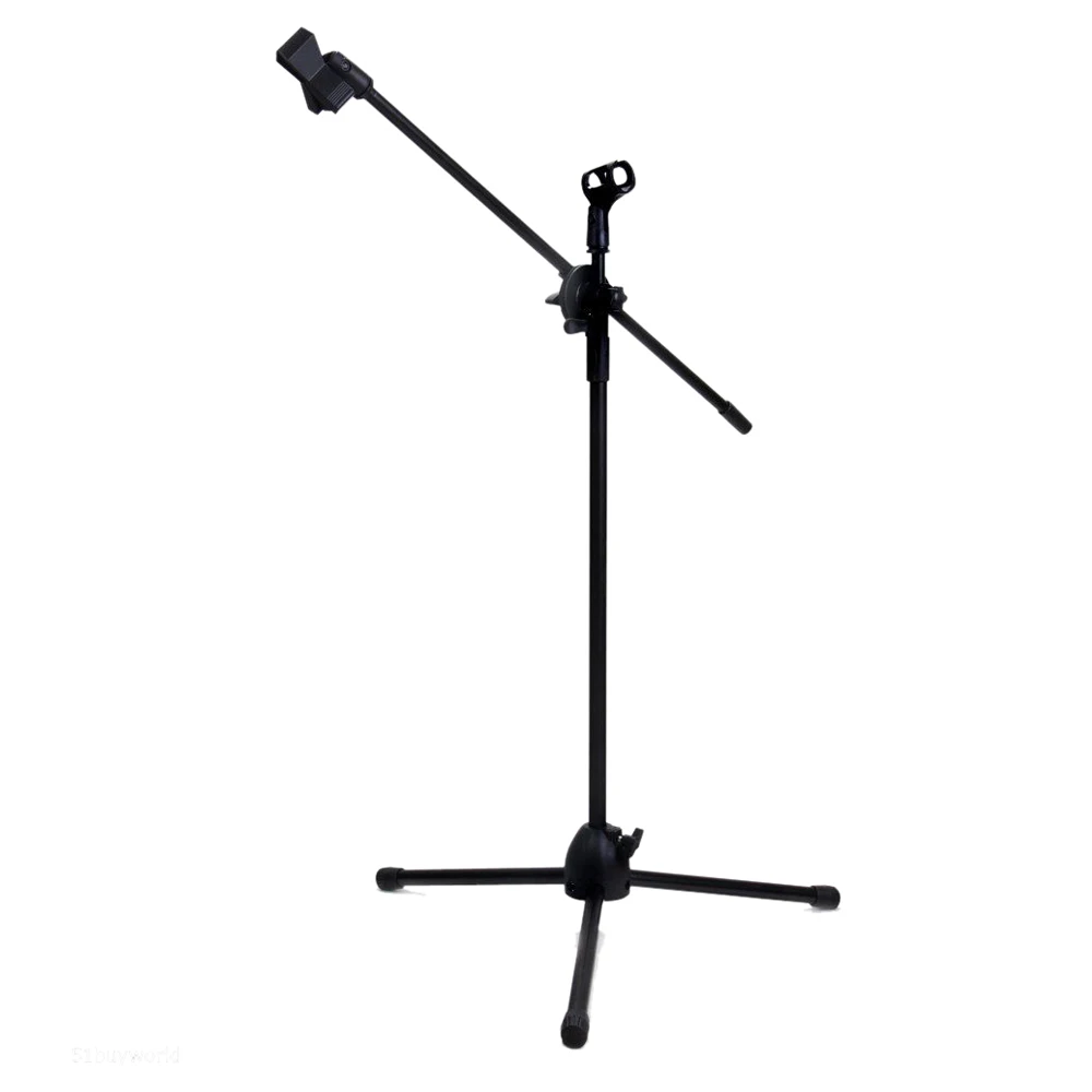 

Dual Clips Boom miniphone Mic Stand Holder Adjustable Collapsible Tripod New