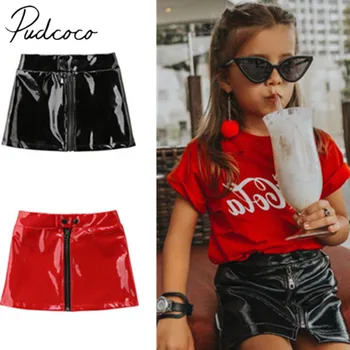 

2018 Brand New Toddler Infant Child Kids Baby Girl PU Skirt Princess Sequins Leather Mini Skirt Zipper Outfits Clothes Set 6M-5T