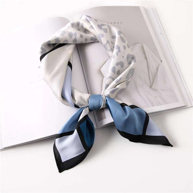 

70cm Women Square Print Silky Scarf Stylish Spring Silk Satin Bandana