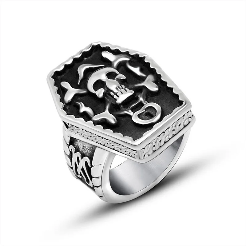 cheap Lace Skull Titanium Steel Ring Man Hip hop Rock Punk Jewelry King lord rings US 7 11 Size