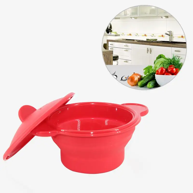 

Hot Sale Microwave Oven Steamer Food Grade High Temperature Easy Cleaning Silicone Kitchen High Cover Folding Steamer
