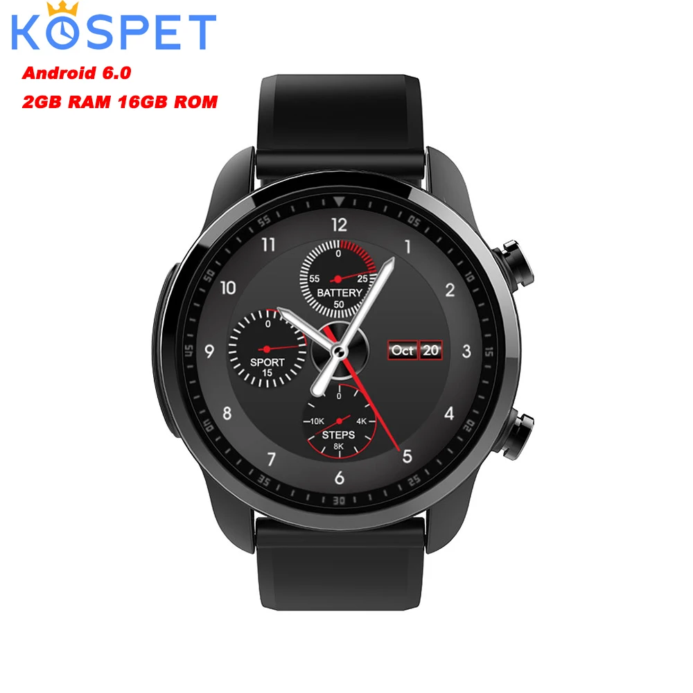 Kospet Brave 4G Smartwatch Phone 1.3 inch Android 6.0 MTK6737 1.2GHz 2GB RAM 16GB ROM IP68 Waterproof Watch Smart | Электроника
