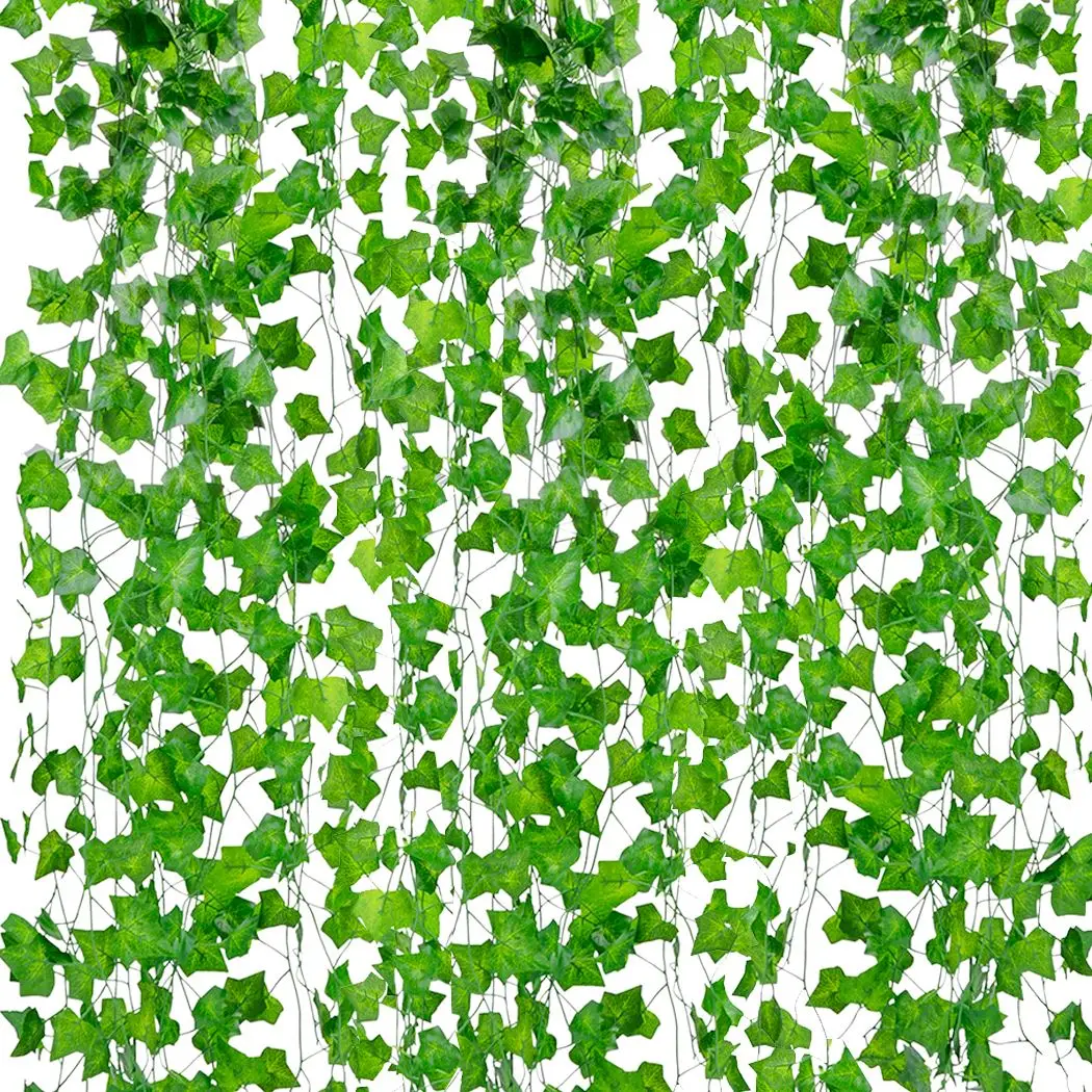 

12 Branch 6.89Ft Artificial Ivy Silk Fake Hanging Vine Plant Leaves Garland for Wall Decoration