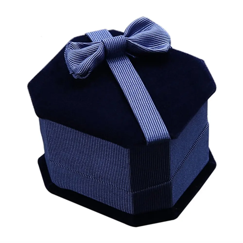

Jewelry Gift Box Ring Storage Bowknot Earring Display Case Sapphire Blue