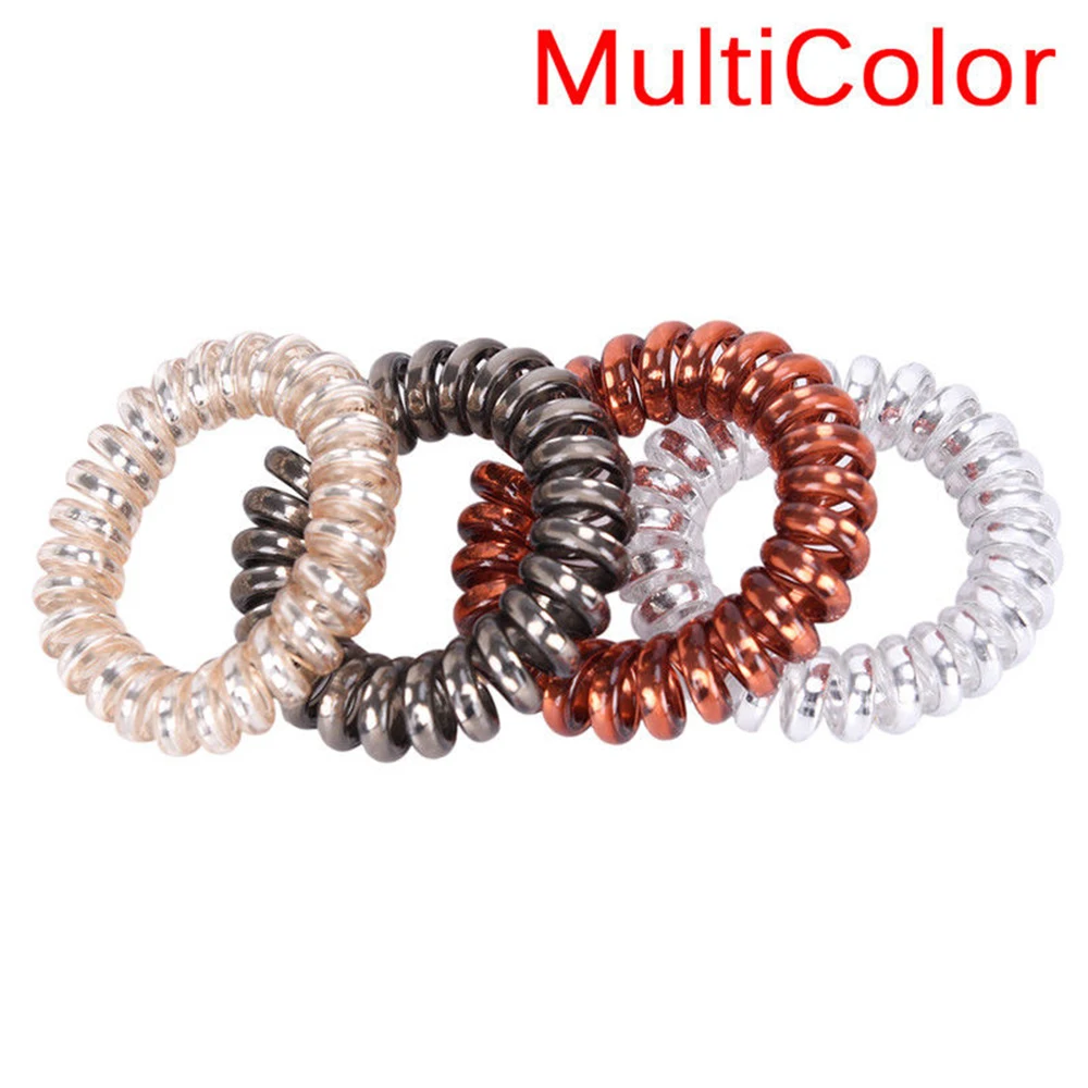 

2019 Version Telephone Head Colorful Rope Hair Accessories Woman Hair Ties Girl Ponytail Gum Specular Metallic Luster Hair Ring