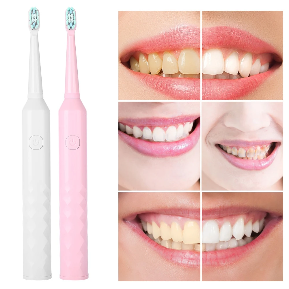 Электрическая зубная щетка Батарея Sonic зубная щётка Водонепроницаемый Замена чистка зубов Отбеливающая система зубная щетка Уход за полостью рта