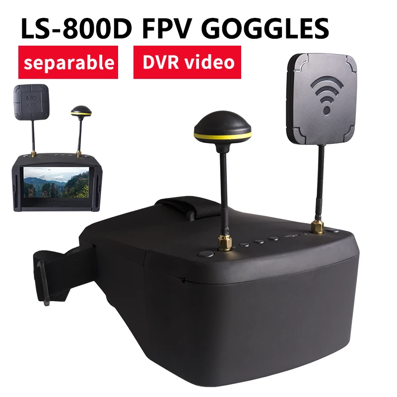 

LS-800D 40CH 5inch LCD 5.8G FPV Goggles Build-in Battery 5.8G Receiver Module Antenna with DVR for RC Racer Racing Drone
