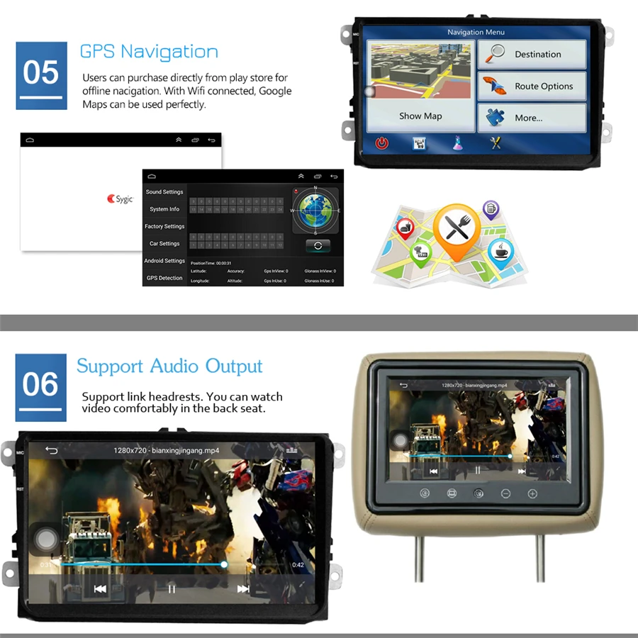 Best 9"Auto radio Android 8.1 Touch Screen GPS Navigation Car Stereo for VW Golf Polo Skoda(See the details page for specific model) 3