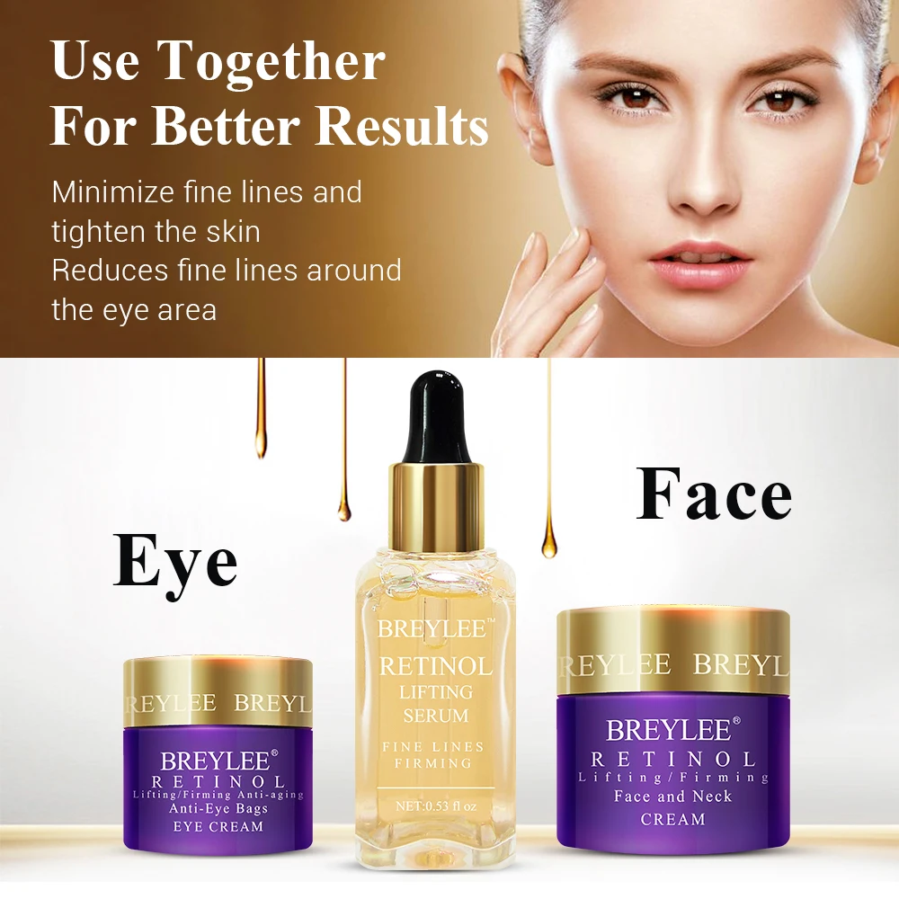 BREYLEE Retinol Set Anti Aging Firming Facial Serum Eye Cream Face Cream Remove Fine Line Wrinkle Tighten Skin Care Moisturizing BREYLEE Retinol Set Anti Aging Firming Facial Serum Eye Cream Face Cream Remove Fine Line Wrinkle Tighten Skin Care Moisturizing