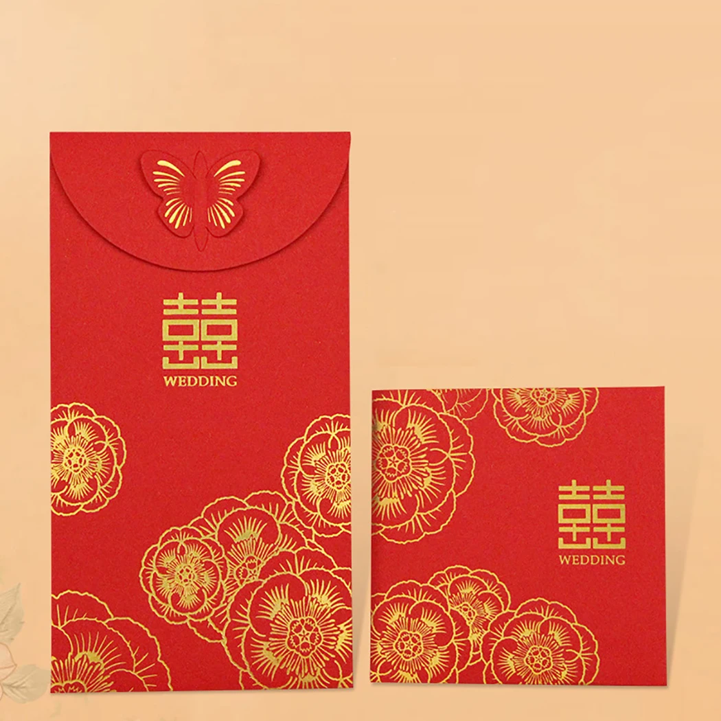 50 шт красные конверты креативный цветок бабочка пакеты Hong Bao для китайского