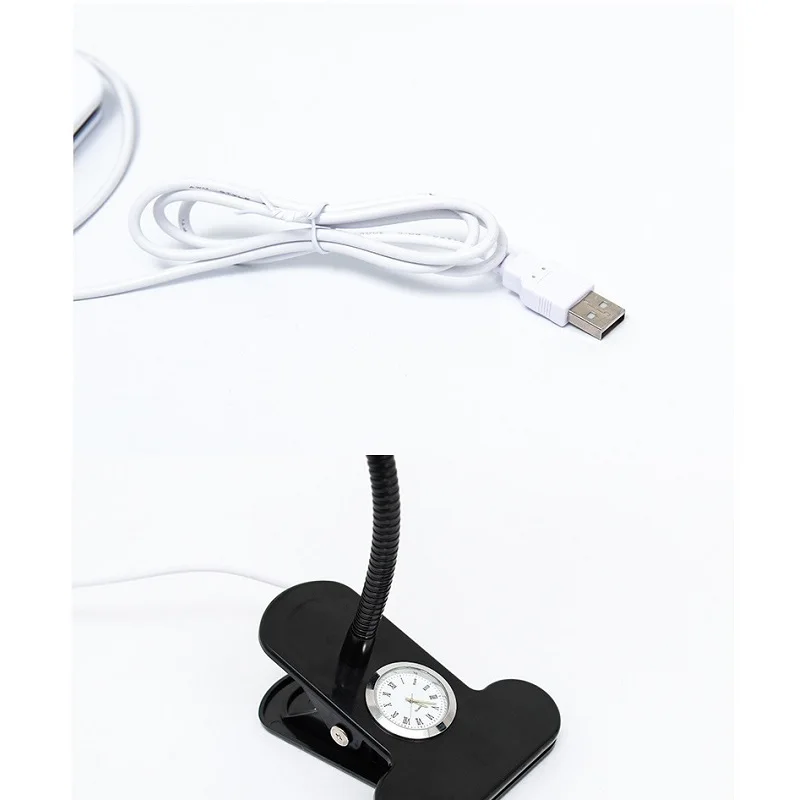 Clip Beauty Magnifying Glass Lamp Adjustable Brightness Cold Light Stainless Steel Hose Magnifier Clock USB Beauty Nail Tattoo