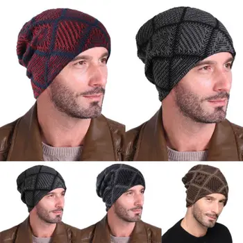 

Plaid True Casual Beanies for Men Fashion Knitted Autumn Winter Hat Solid Color Hip-hop Skullies Hat Bonnet Cool Cap Gorro