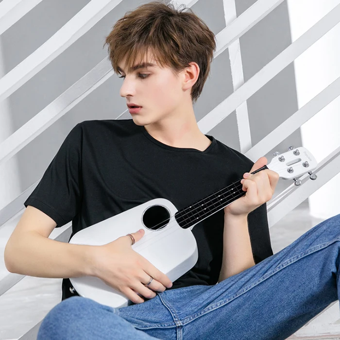 Populele 2 LED Bluetooth USB Smart Ukulele 18-Tooth Closed Button Toy Musical Instrument Ukulele APP Control 2019