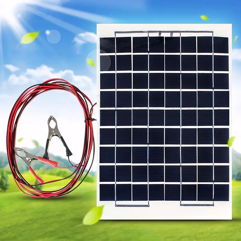 

High Efficiency Polycrystalline Energy Solar Panel Battery Module 10W 12V + Alligator Clips For Solar Panel Emergency Light