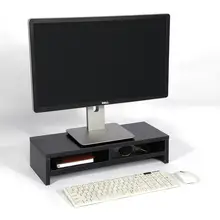 Desktop Monitor LCD TV แล็ปท็อป Rack หน้าจอคอมพิวเตอร์ Riser ชั้นวางแพลตฟอร์มโต๊ะเครื่องมือสีดำ(China)